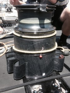 3Di carbon fiber drink bottle holder on main sheet winch pod
